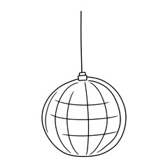 Disco ball simple white line vector