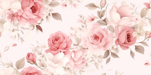 Valentine's day themes with Rose Seamless Pattern Concept. Soft Pink Floral Pattern with Roses and Blossoms