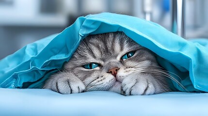 Bright and humorous photo of an adorable cat dressed up as a doctor ideal for use in veterinary or creative advertising and marketing campaigns