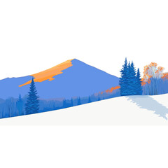 Fototapeta premium Winter hill mountain scenery nature vector