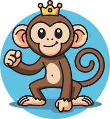 Cute monkey cartoon design art illustration