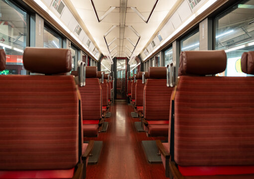 Seats in passenger car of the train