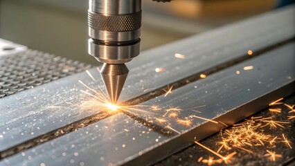 Precision Laser Cutting Metal Sheet Sparks Industrial Technology Manufacturing Process