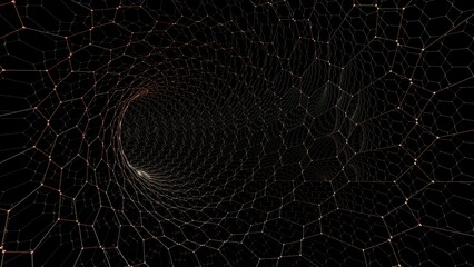 A tunnel of golden grids.