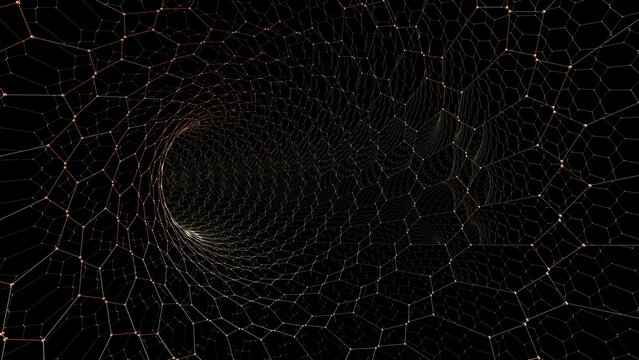 A tunnel of golden grids.