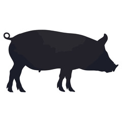 Pig walking illustration silhouette animal vector
