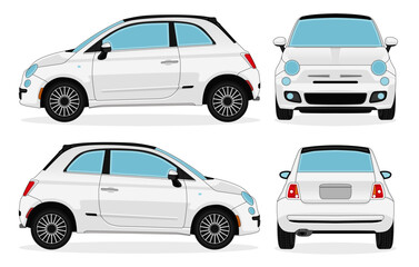 Fototapeta premium Car Vector - Realistic Car mockup for car branding on White background. With Side, Front, Rear Views.