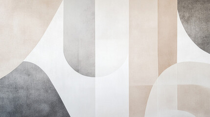 Abstract geometric composition of layered curved white panels creating a clean and modern architectural background with soft diffused lighting