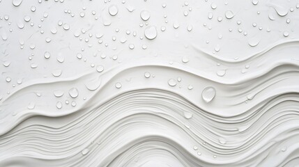 Obraz premium Abstract White Wavy Pattern with Water Droplets on Textured Surface