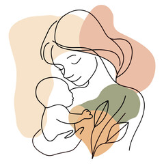 Abstract mother line art drawing baby illustration vector