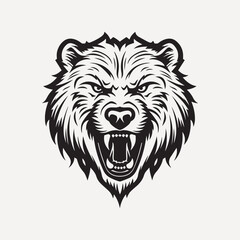 Grizzly bear flat old school illustration vector.