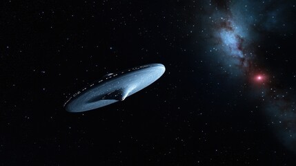 Obraz premium Futuristic Spacecraft in Cosmic Setting with Stars and Nebula