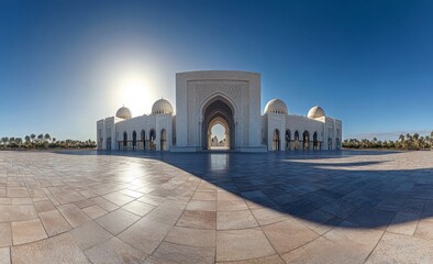 Mosque sunrise, courtyard, desert, architecture, travel