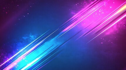 Fototapeta premium Abstract Neon Lines Glowing Across A Dark Blue Background