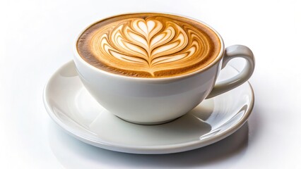 Cappuccino with Creamy Foam in a White Cup Isolated on Background - Perfect Coffee Beverage for Food Photography, Blogs, and Menus, Ideal for Coffee Lovers and Cafes