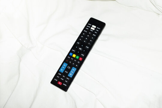 Pov/point of view of person switching on and watching tv television 