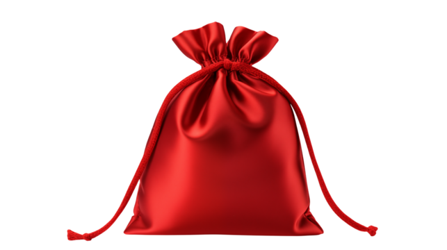 Red Satin Gift Bag Mockup Elegant Product Presentation for E commerce Branding and Holiday Marketing Campaigns - Powered by Adobe