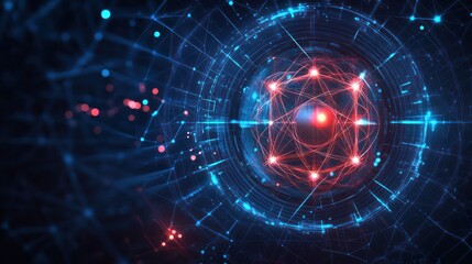 Abstract digital network connection, glowing nodes and lines forming a futuristic structure.