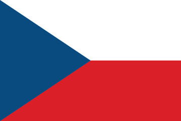 Flag of the Czech Republic. Flag icon. Standard color. Standard size. A rectangular flag. Computer illustration. Digital illustration. Vector illustration.