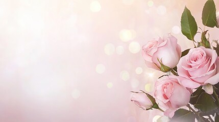 Elegant Pink Roses with Soft Focus Bokeh Background