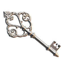 vintage key ; isolated on a transparent background