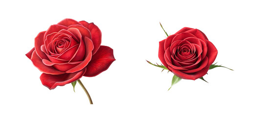 Fototapeta premium Rose Collection on Transparent Background, Elegant Rose Flower, Romantic Floral Accent