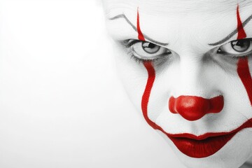 Obraz premium A Close Up Of A Persons Face With Clown Makeup