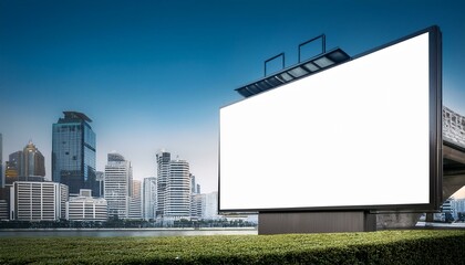 Obraz premium billboard on the road. Blank billboard on the street. White blank screen billboard in the for new product or presentation with empty space.