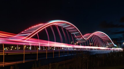 Obraz premium Futuristic Urban Nightscape with Glittering Light Trails Reflecting Modern Technology and Motion