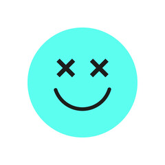Y2K smile emoji shape. Retro face icon with a happy expression. Bold and cute graphic element, abstract shape, perfect for decoration and trendy designs.