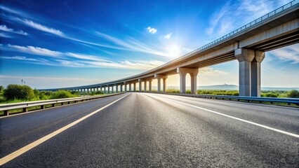 Fototapeta premium Asphalt highway and bridge stretching under clear blue sky , highway, bridge, asphalt, road, transport, infrastructure