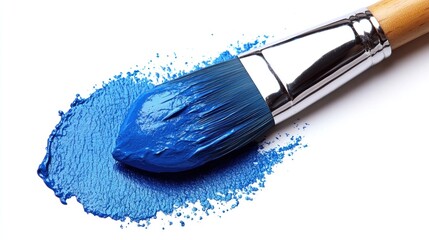 Brush strokes blue paint on white surface, art, diy background for creative projects