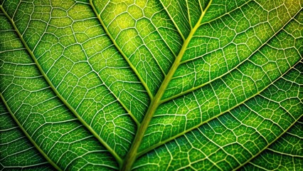 Obraz premium Extreme close up of a back lit green leaf , nature, plant, foliage, macro, detail, texture, vibrant, greenery, close-up