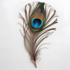 Obraz premium A striking peacock feather with vibrant blue and green hues, showcasing its intricate patterns and elegant form, perfect for nature-inspired decor.