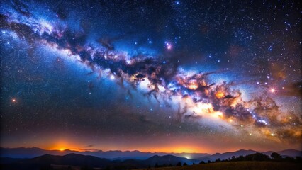 Fototapeta premium Mesmerizing view of the Milky Way galaxy shining brightly in the night sky filled with countless stars , Milky Way