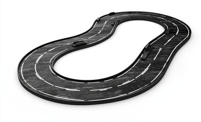 Oval race track toy with two miniature cars.