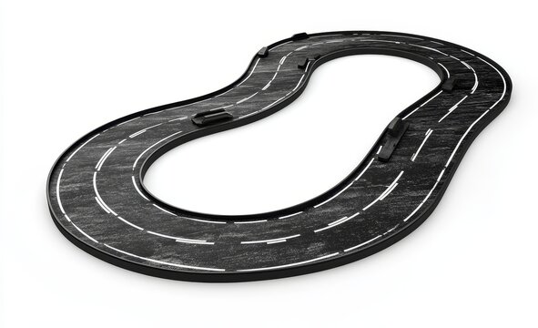 Oval race track toy with two miniature cars.