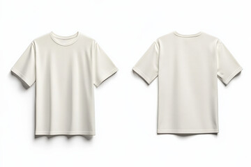Naklejka premium Lightweight white t-shirt displayed from front and back on a white background for casual wear