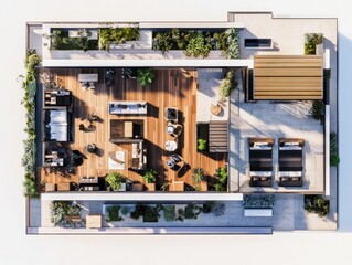 Luxury Rooftop Terrace Design: An Aerial View of Modern Outdoor Living.