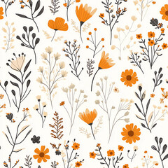 A colorful floral pattern with a variety of flowers and leaves