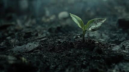 New life emerges from dark soil a symbol of hope and resilience in nature