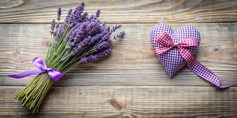 Lavender and heart with a bow decoration, lavender, heart, bow, decoration, romantic, love, botanical, floral, purple, ribbon