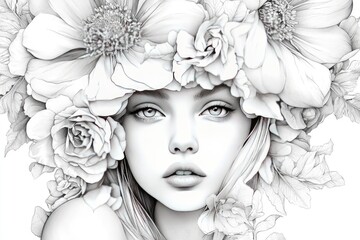 Woman Adorned with a Delicate Floral Crown