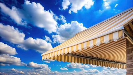 Canvas awning with a beautiful blue sky background ,  canvas, awning, outdoor, sky, background, summer, commercial