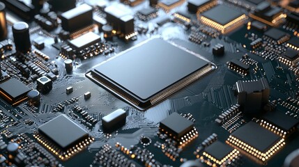 Close-up of central processing unit on circuit board