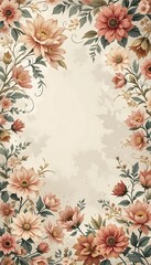 Elegant Floral Border Design Featuring Peach And Coral Blooms