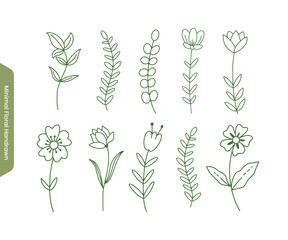 Minimalist Floral Handrawn Vector Set