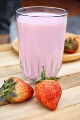 Strawberry milk and fruit healthy