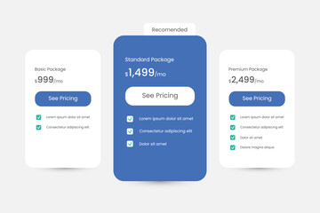 Modern pricing table for subscription products