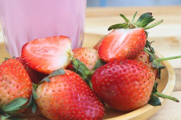 Strawberry milk and fruit healthy